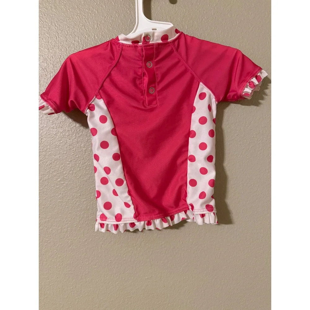 Disney Store Minnie Mouse Pink Polka Dot Rash Guard Swim Top Toddler Girls‎ 2T